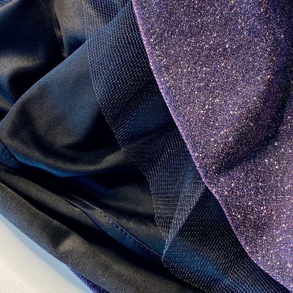 Xscape Purple Blue Glittery Multichrome V-Neck Fit & Flare Mini Dress Sz 4 NEW - Picture 7 of 11